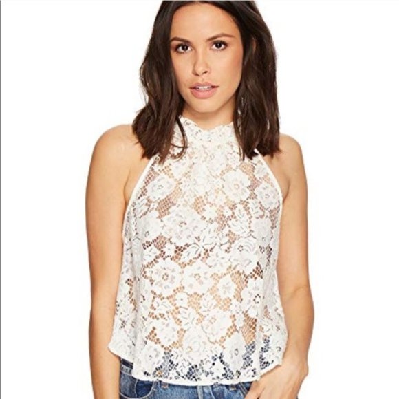 Free People Sweet Meadow Dreams White Lace Top Blouse Small NWT $88 - Picture 1 of 6
